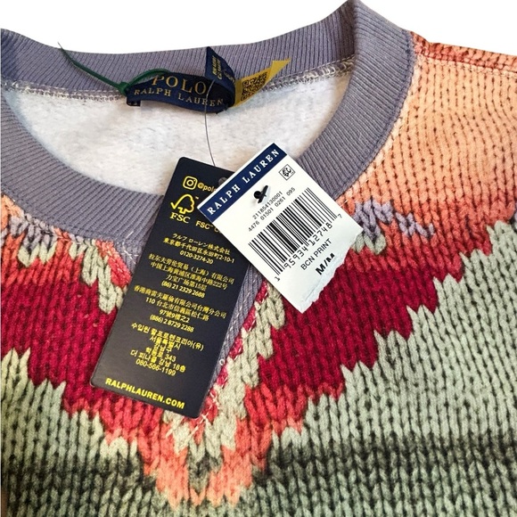 Polo Ralph Lauren Womens Size Med Southwestern Fleece Sweatshirt Multi BCN Print - Picture 8 of 12